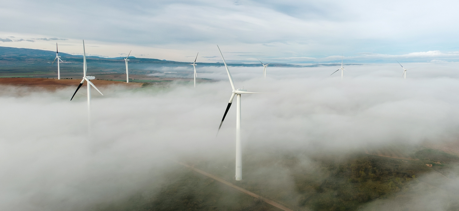 Picture of wind mills and fog